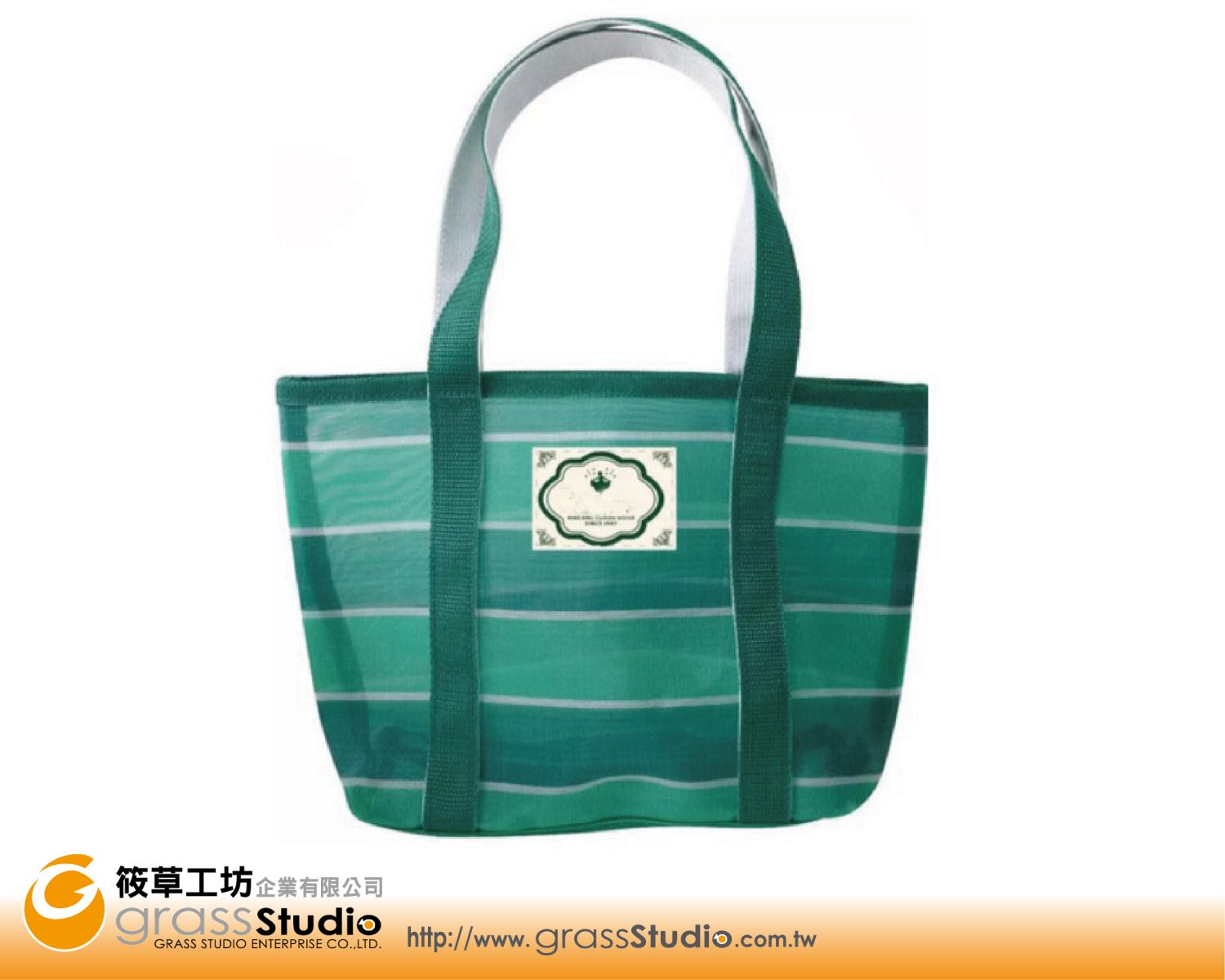 尼龍網紗茄芷袋-帆布提把(條紋客製)